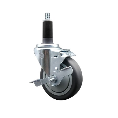 Service Caster 4'' Thermoplastic Rubber Swivel 1-1/8'' Expanding Stem Caster with Brake SCC-EX20S414-TPRB-TLB-118